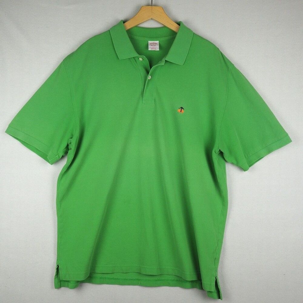 Brooks Brothers Performance Polo Mens XL Green Original Fit Piqué Contrast Logo